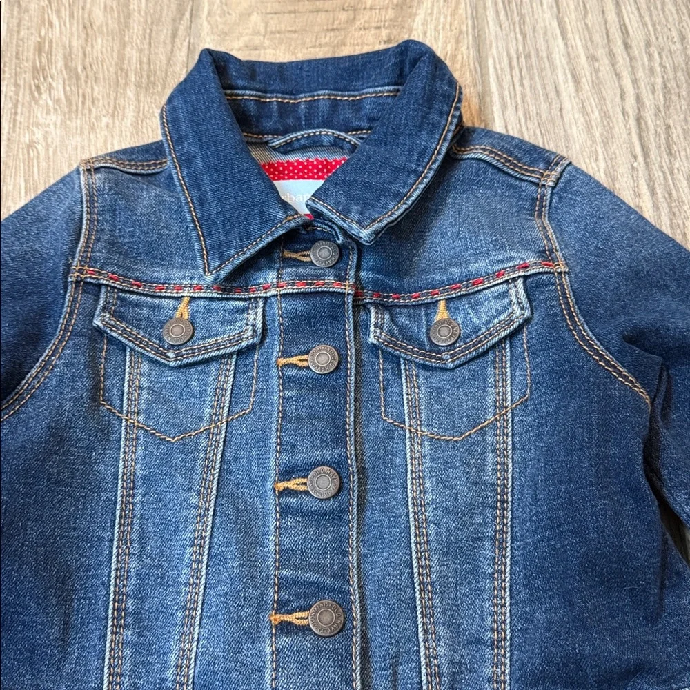 Urban Charlee Girls‎ Denim Jacket w/Red Velour Ruffle Hem & Horse Embroidery